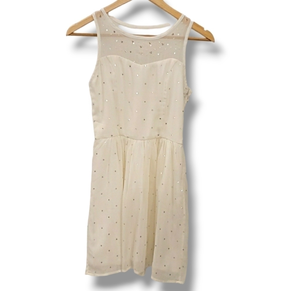 Abercrombie Kids Off-White With Silver Dots Sleeveless Dress - Size Large